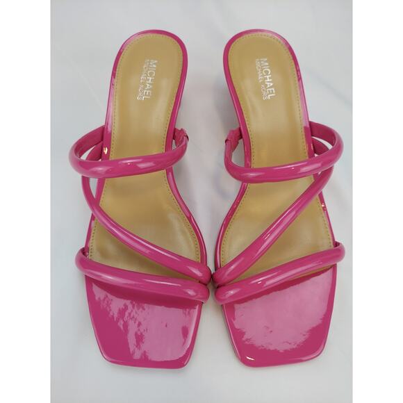 Michael Kors Celia Patent Kitten Pink Mean Girls Sandal Heels Women's Size 7 - Picture 1 of 8